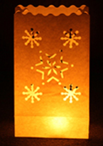 Snow Flakes and Star Luminary Candle Bags Small